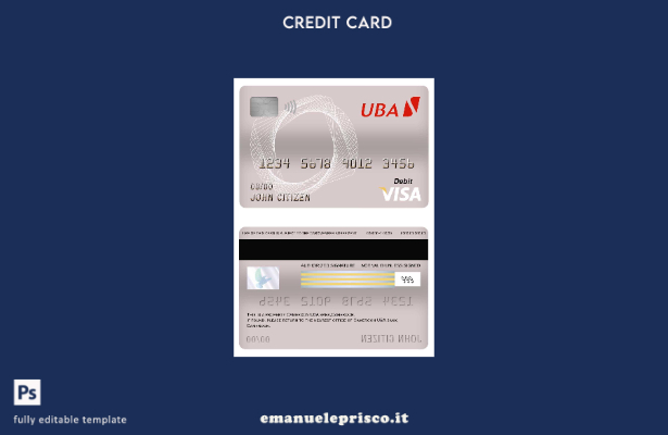 modello di carta di debito visto bancario UBA Camerun stile verificato